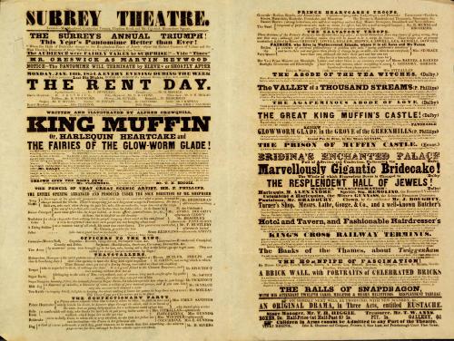 Double Page Playbill for Surrey Theatre. January 16, 1854