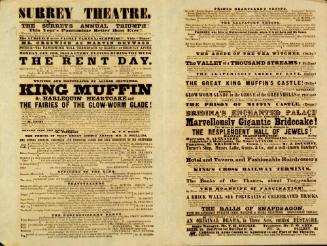 Double Page Playbill for Surrey Theatre. January 16, 1854