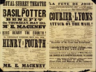Doublepage Playbill for Royal Surrey Theatre. May 19. 1859