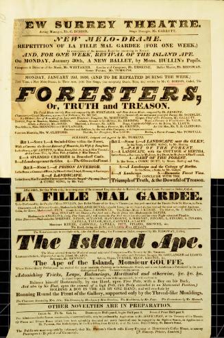 Handbill for New Surrey Theatre. January 23, 1826
