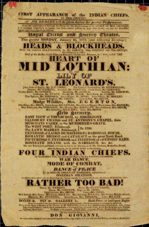 Handbill for Royal Circus and Surrey Theatre. January 25, 1819
