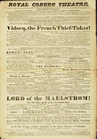 Handbill for Royal Coburg Theatre. July 13, 1829