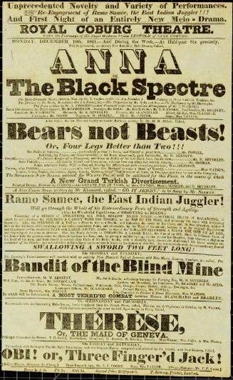 Handbill for Royal Coburg Theatre. December 10, 1821