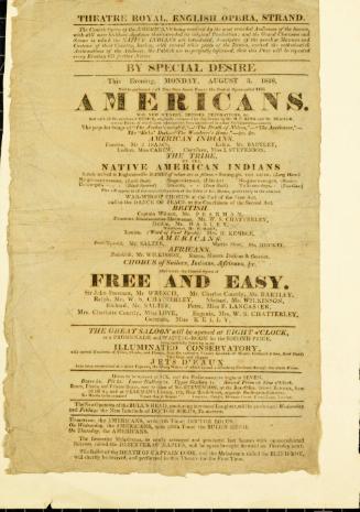 Playbill for Theatre Royal, English Opera. August 3, 1818