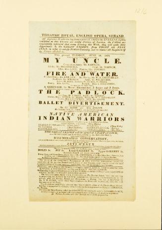 Playbill for Theatre Royal, English Opera. June 30, 1818