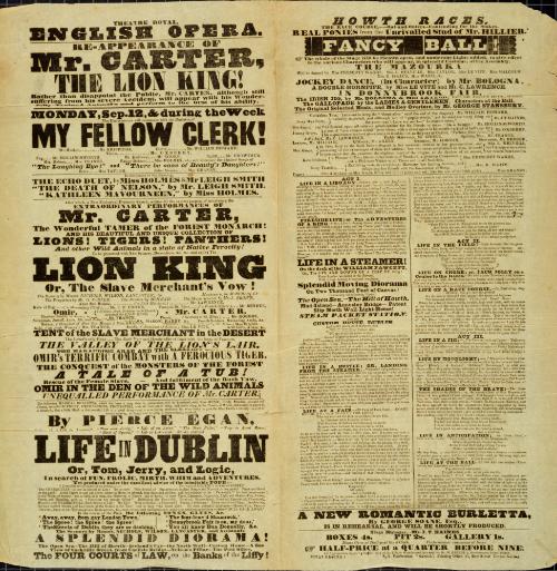 Playbill for Theatre Royal, English Opera. September 12, 1842