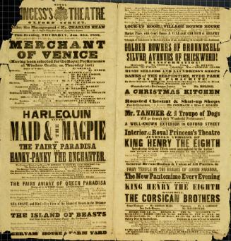 Doublepage Playbill for Princess's Theatre. January 31, 1856