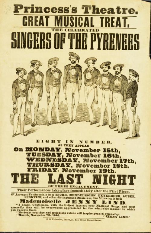 Playbill for Princess's Theatre. Week of November 19, 1847
