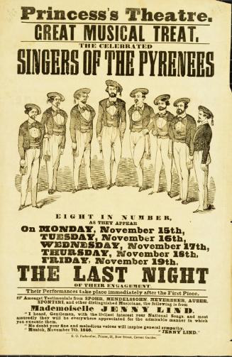 Playbill for Princess's Theatre. Week of November 19, 1847