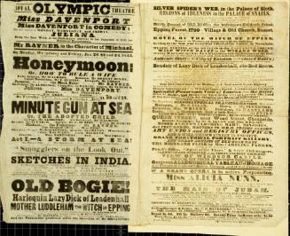 Double Page Playbill for Royal Olympic Theatre. January 20, 22, 24, 1845