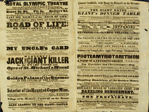 Double Page Playbill for Royal Olympic Theatre. January 22, 1844
