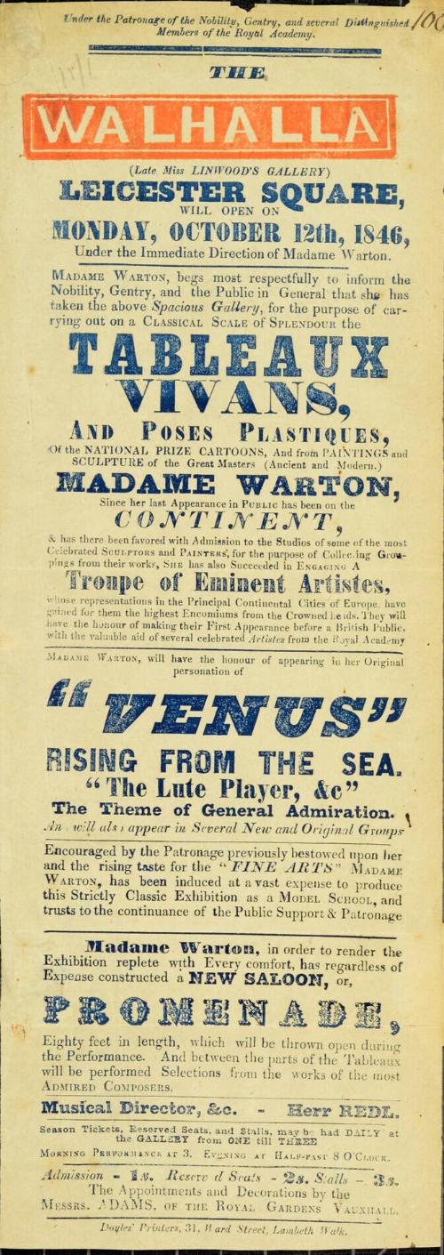 Handbill for The Walhalla. October 12, 1846