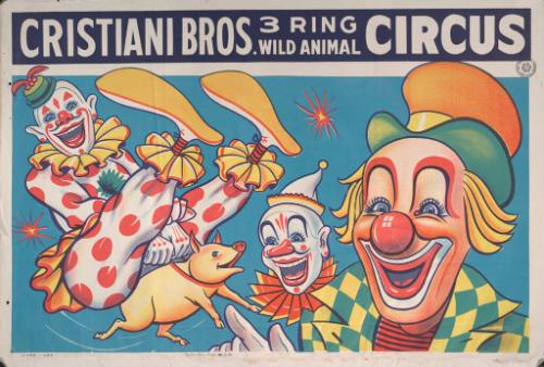 Cristiani Bros.: Three Clowns and a Pig