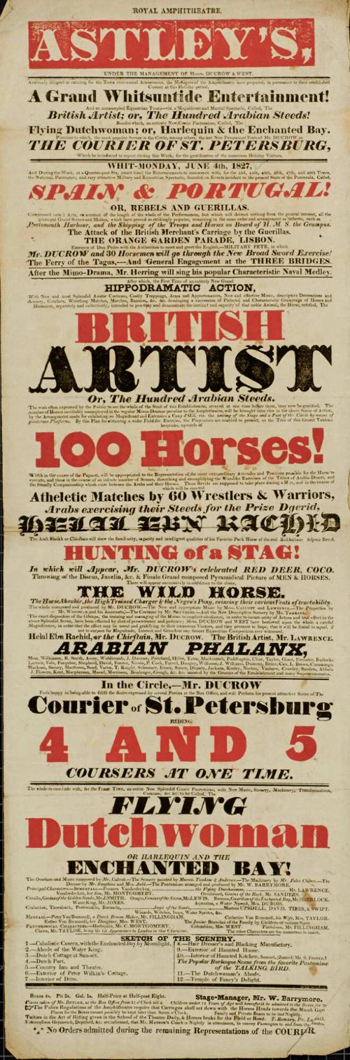 Playbill for Royal Grove, Astley's, Westminster-Bridge. July 27, 1790