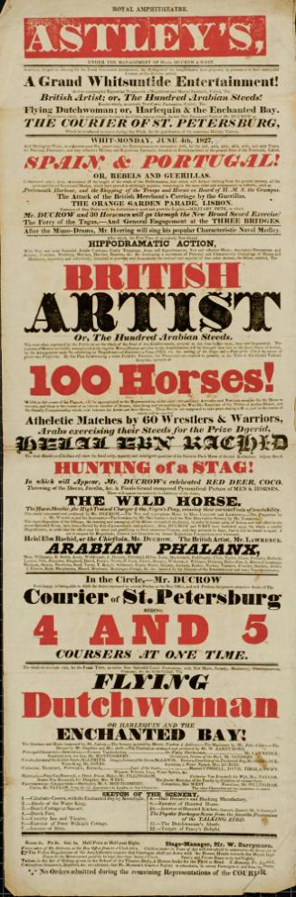 Playbill for Royal Grove, Astley's, Westminster-Bridge. July 27, 1790