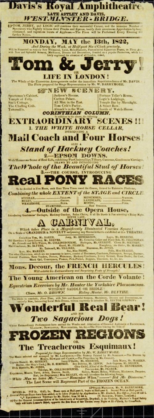 Davis's Royal Amphitheatre, Westminster-Bridge. May 13, 1822