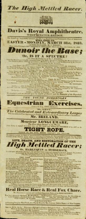 Davis's Royal Amphitheatre, Westminster-Bridge. March 31, 1823