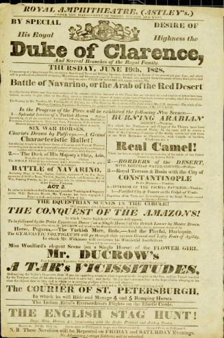 Handbill for Royal Amphitheatre, Westminster Bridge. June 19, 1828
