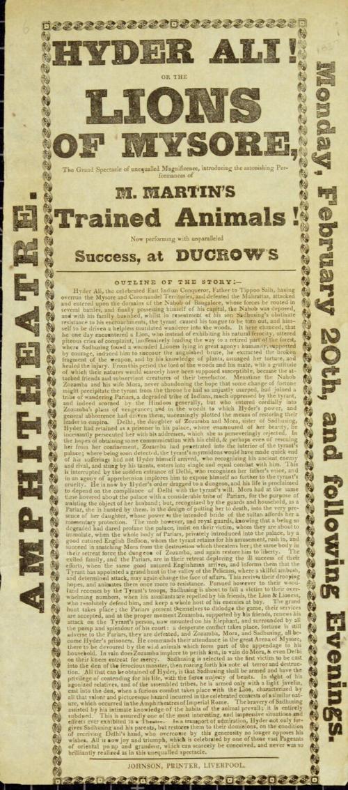 Playbill for Theatre-Royal, Ducrow's. February 20, 1837
