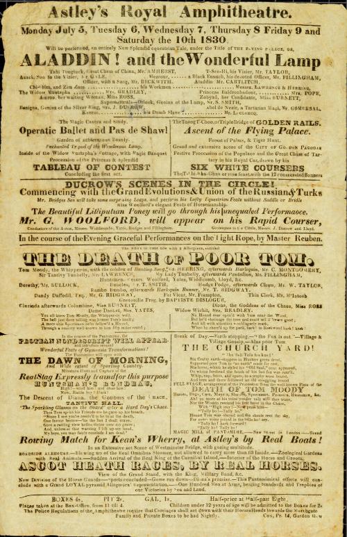 Astley's Royal Amphitheatre. Week of July 5, 1830