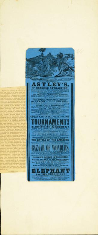 Playbill for Astley's Royal Amphitheatre. October 5, 1839
