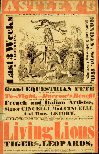 Playbill for Astley's Royal Amphitheatre. September 17, 1838