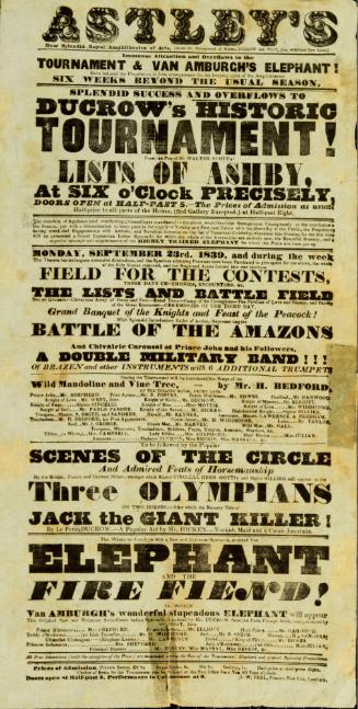 Playbill for Astley's Royal Amphitheatre. September 23, 1839