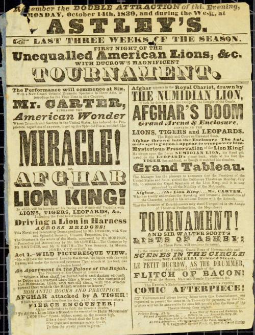 Playbill for Astley's Royal Amphitheatre. October 14, 1839