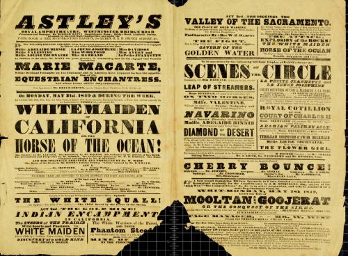 Playbill for Batty: Astley's Royal Amphitheatre, Westminster Bridge. May 21, 1849