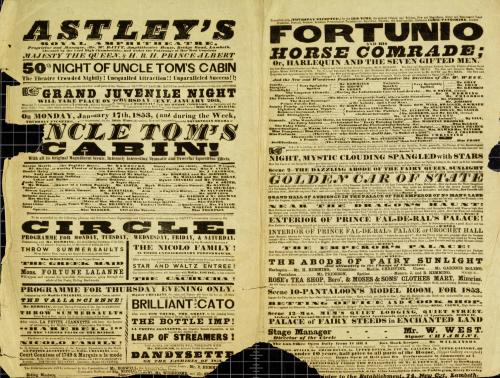 Playbill for Batty: Astley's Royal Amphitheatre, Westminster Bridge. January 17, 1853