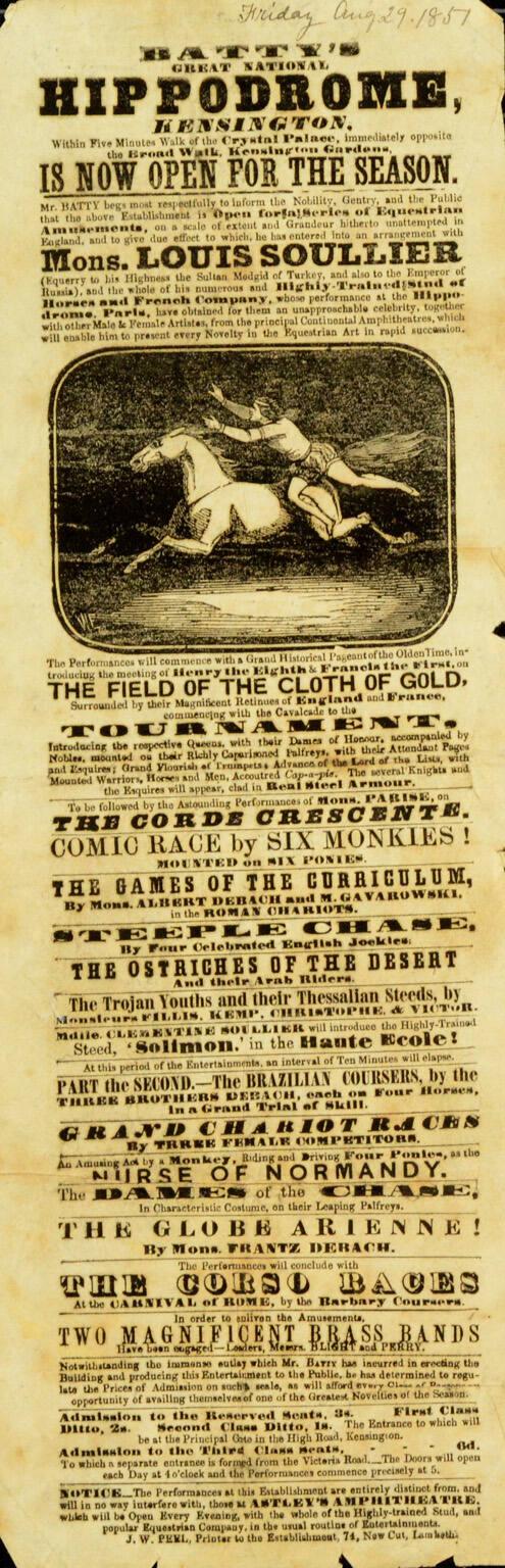 Batty's Great National Hippodrome . August 29, 1851