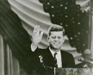 Herb Kratovil, American, 1912 – 1993, John F. Kennedy Waves from Podium, 1961, Gelatin silver p…