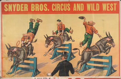 Snyder Bros.: Clown and Donkey Over a Hurdle