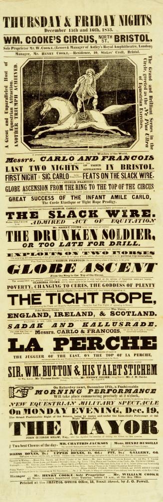Playbill for Wm Cooke's Circus. December 15, 1853