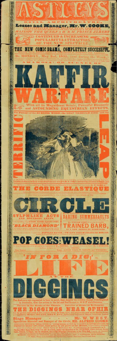 Playbill for Astley's under Cooke's management. May 2, 1853