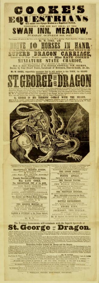 Playbill for Cooke's Equestrians, Swan Inn, Meadow. October 26, 1847