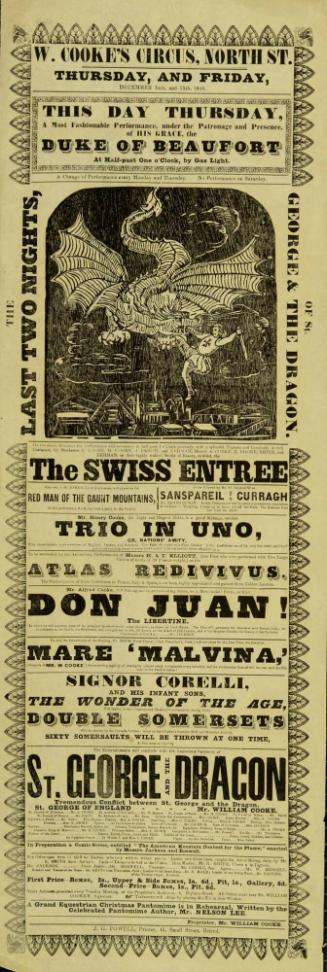 Playbill for W. Cooke's Circus, North St. December 14, 1848