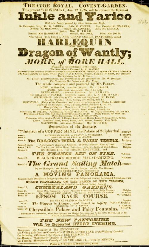 Handbill for Theatre Royal, Covent Garden. January 29, 1829