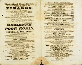 Double Page handbill for Theatre Royal, Covent Garden. January 5, 1824
