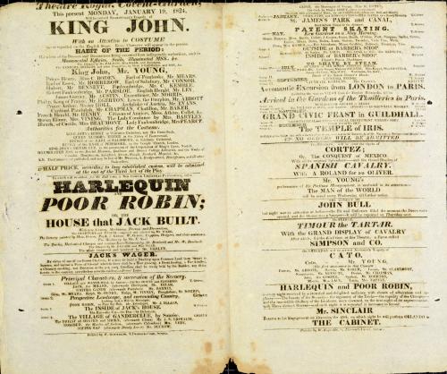 Double Page handbill for Theatre Royal, Covent Garden. January 19, 1824