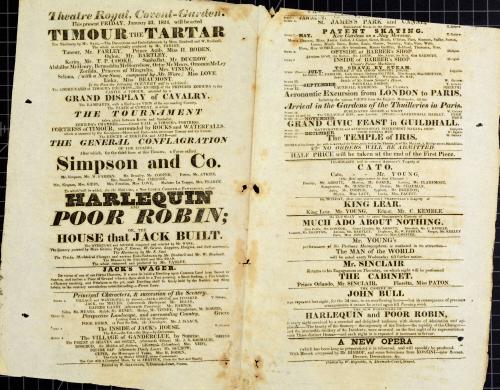 Double Page handbill for Theatre Royal, Covent Garden. January 23, 1824