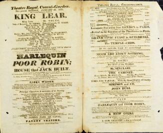 Double Page handbill for Theatre Royal, Covent Garden. January 26, 1824