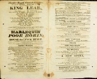 Double Page handbill for Theatre Royal, Covent Garden. February 2, 1824