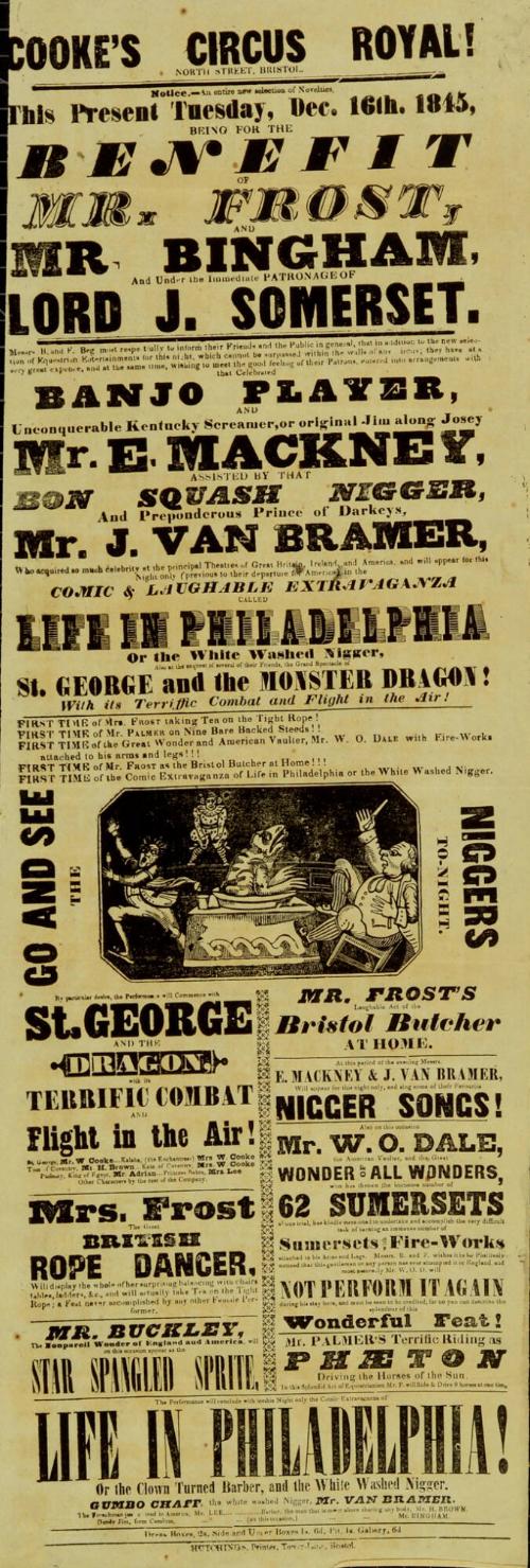 Playbill for Cooke's Circus Royal, Bristol. December 16, 1845