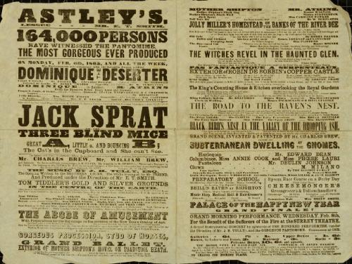 Playbill for Astley's Royal Amphitheatre. February 6, 1865