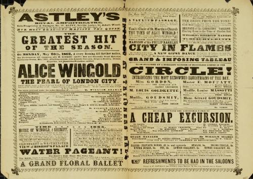Playbill for Astley's Royal Amphitheatre. May 26, 1862