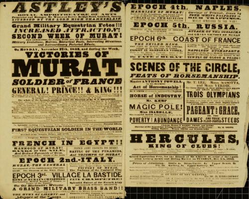 Playbill for Astley's Royal Amphitheatre of Arts. november 27, 1843