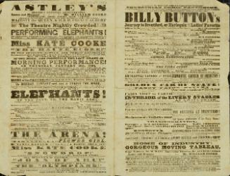 Double page playbill for Astley's Royal Amphitheatre leased by Mr. William Cooke. January 28, 1854