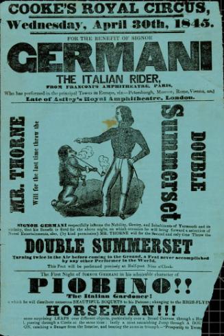 Playbill for Cooke's Royal Circus at  Astley's Royal Amphitheatre. April 30, 1845