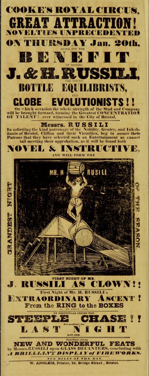 Playbill for Cooke's Royal Circus. January 20, 1842 (maybe 1848)